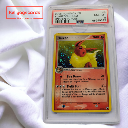 2005 Flareon Holo Unseen Forces PSA Graded 8